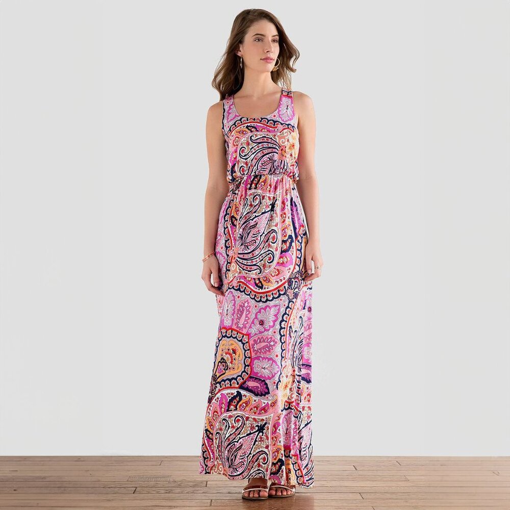 Francescas Pink Paisley Maxi Dress